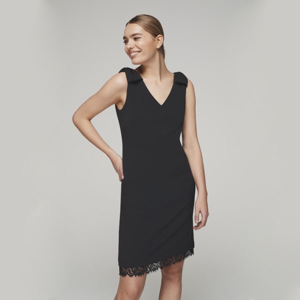 TALL Karl Lagerfeld Bow Shoulder Lace Hem